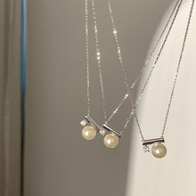 锆石珍珠项链女设计感小众复古个性简约百搭气质时尚颈链锁骨链