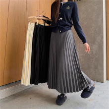 高级垂坠感加厚毛呢半身裙百褶2025秋冬高腰显瘦气质百搭A字长裙