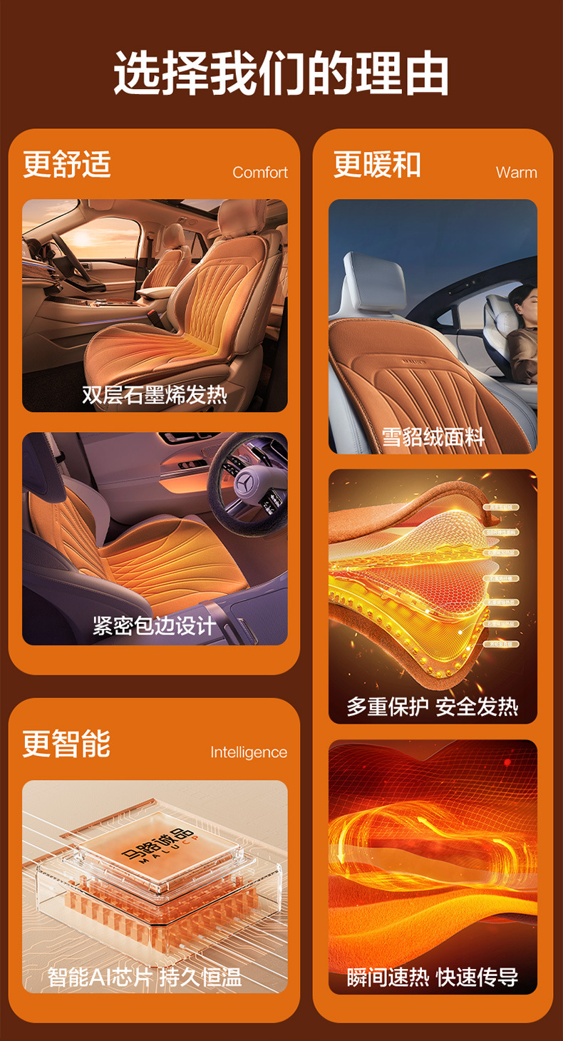 Car heating cushion winter single and double seat car electric heating modification 12V24V warm graphene seat cushion