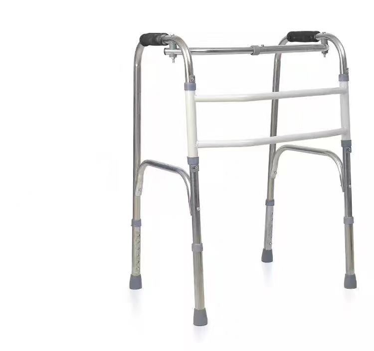 Acero inoxidable anciano caminando caminante plegable muletas de rehabilitación caminante auxiliar antideslizante de cuatro patas asistido brazo