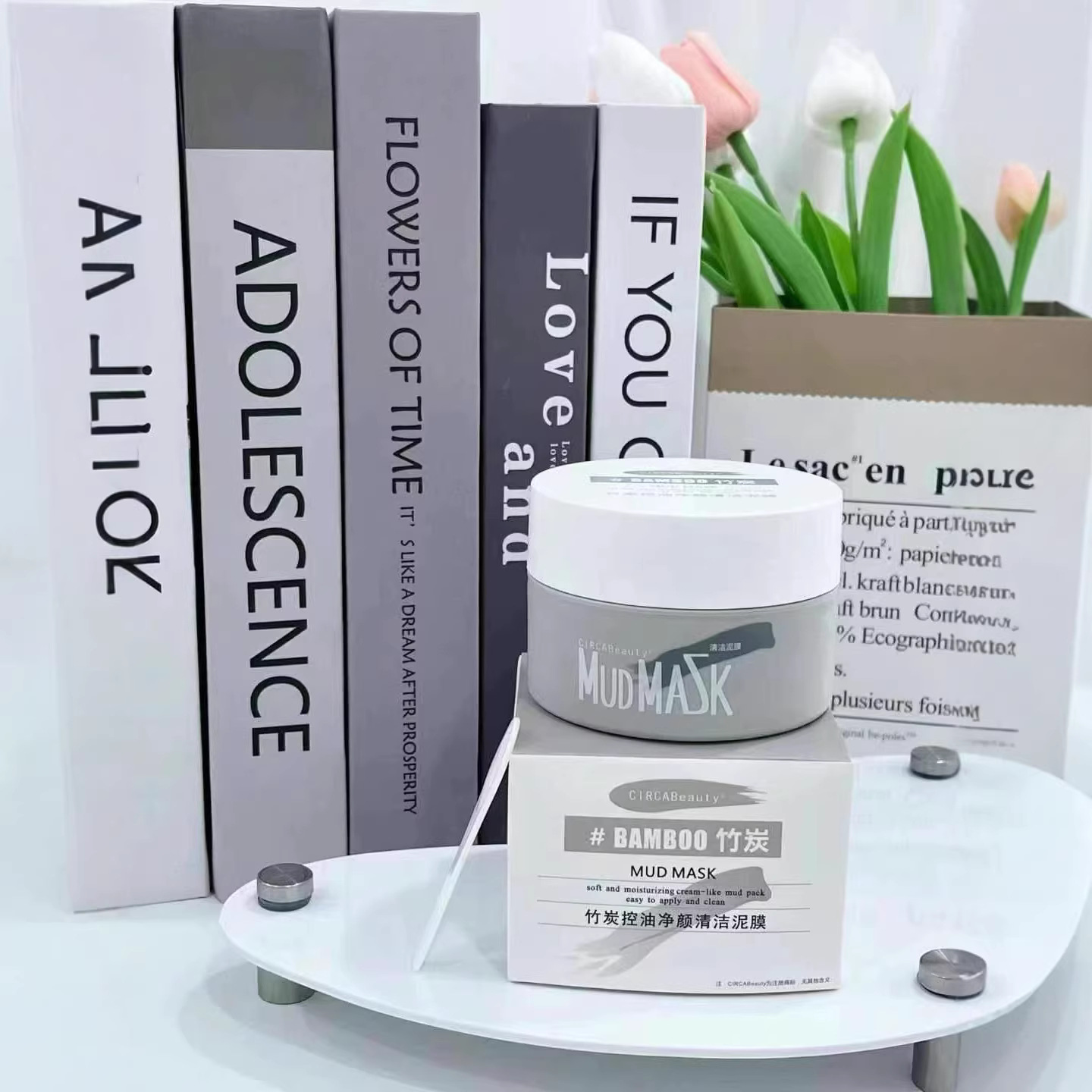 Scara Bamboo Charcoal Oil Control Cleansing Mud Mask Refreshing and Gentle Blackhead and Acne Removal Pore Shrinking Smear-On Mask