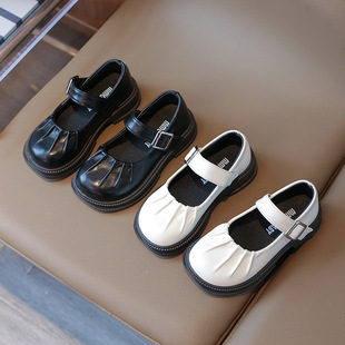 Girl's Shoes Small Leather Shoes 2024 Autumn and Winter New Children's Chanel Style Princess Shoes Girl's Big Boy Stylist Shoes Student