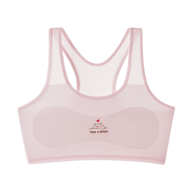 Ropa interior de malla transpirable para niñas, estilo nuevo, para estudiantes de secundaria en su período de desarrollo, chaleco deportivo a prueba de golpes, sujetador de ropa interior para niñas