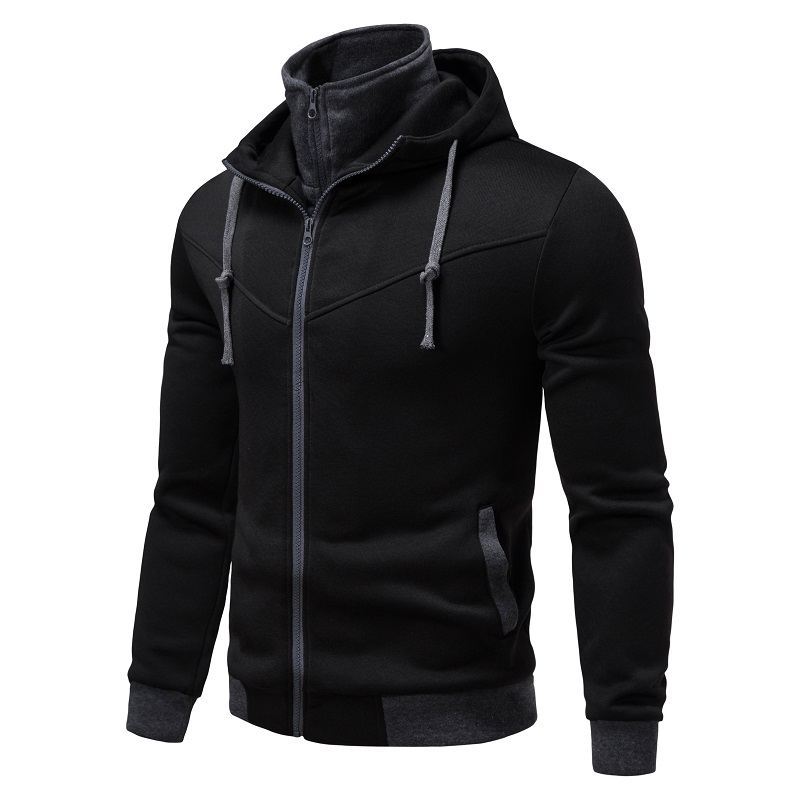 2024 spring clothing new men's fashion casual slim fit contrasting color hooded cardigan hoodie thin jacket_voghion.com