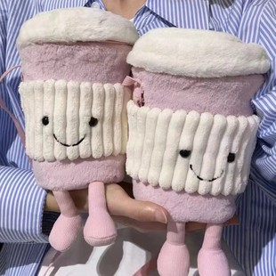 Original jellycat Pink Coffee Bag Crossbody Bag Holiday Birthday Gift Doll Toy Warm Water Cup Bag