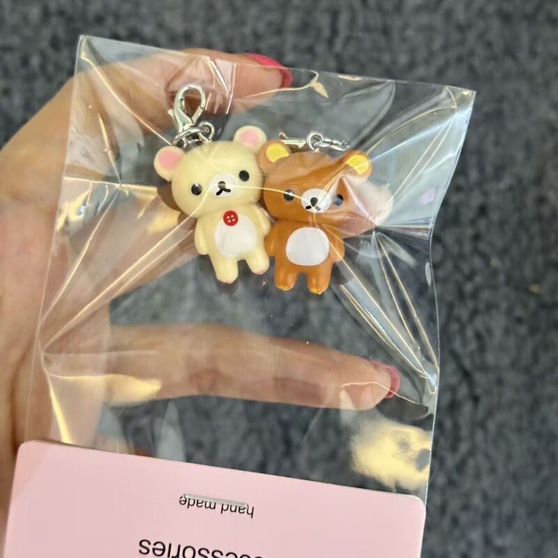 Plush keychain pendant, small plush toy for backpacks and phone cases, hanging decoration for best friends and couples, Japanese cute Rilakkuma style Plush keychain pendant, small plush toy for backpacks and phone cases, hanging decoration for best friends and couples, Japanese cute Rilakkuma style