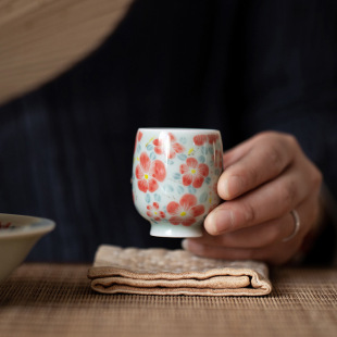Dehua Antique Full Color Peach Blossom Tea Cup Personal Special Ceramic Tea Cup Single Tea Set Master Cup Single Cup