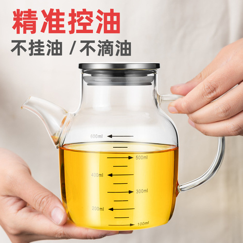 Tianxi high borosilicate glass large capacity kitchen supplies oil bottle household non-stick oil with scale seasoning oil bottle