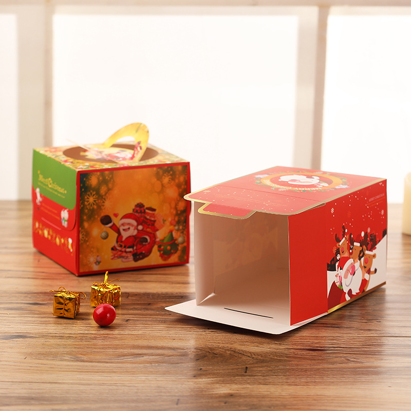 新款圣诞节手提蛋糕盒4寸草莓炸弹慕斯生日手提盒爆浆送礼物盒子