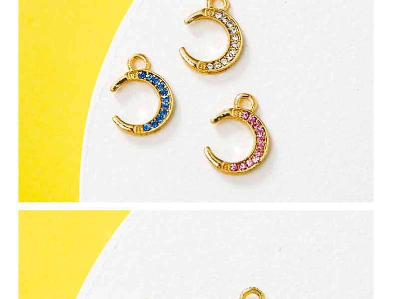 13g Weight Pendant Jewelry Making Type 10 PCS/Package Alloy Rhinestones Moon Pendant