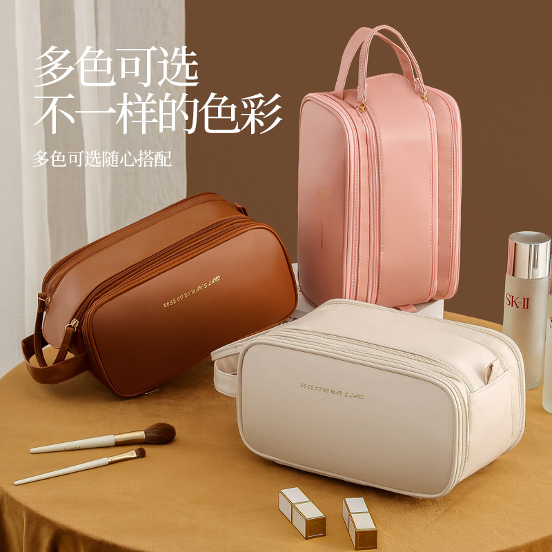 ポータブル収納化粧バッグ 女性用 大容量 旅行用洗面用具バッグ 洗面用具や化粧ブラシ デスクトップ収納バッグ ポータブル|undefined