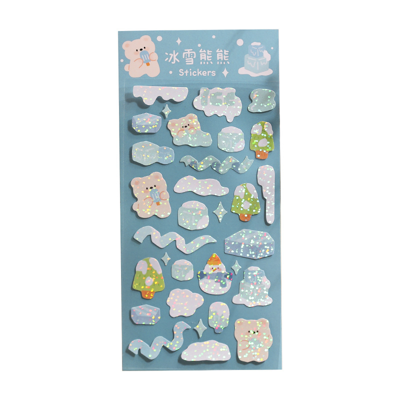 Dibujos animados hechos a mano de PVC flash película pegatinas leche sal Goka mano cuenta pegatinas lindo pegatinas Corea Goka material pegatinas