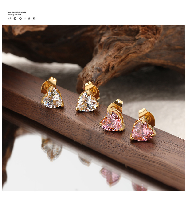 Women's Gender 1 Pair Casual Elegant Lady Heart Shape Plating Titanium Steel Ear Studs