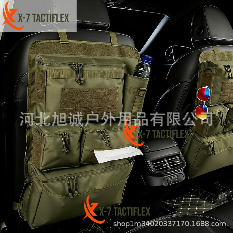 Diseño de almacenamiento de múltiples compartimentos de bolsas de almacenamiento en el asiento trasero de vehículos tácticos pesados cremallera de nylon cerrada para SUV