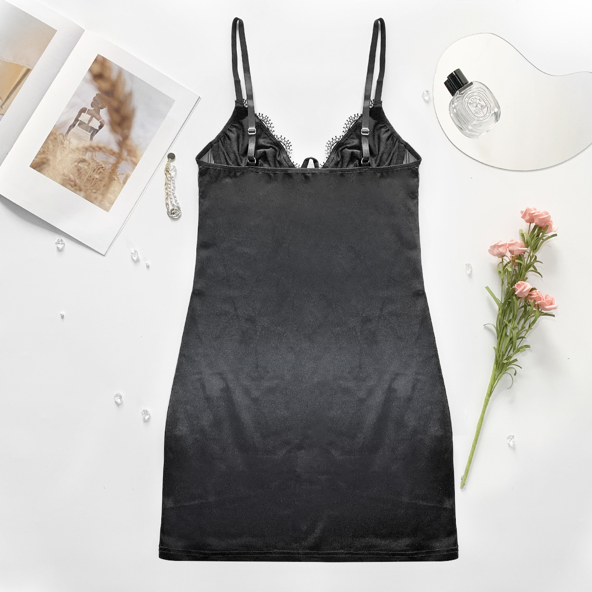 أزياء الدانتيل رمش الحمالة تنورة مش مخيط عارية الذراعين Dresspicture4