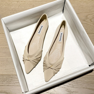 Weiwei Girl 373-25 Pointed Flat Shoes Women's Slip-on Ladle Shoes Small Xiangfeng Bean Shoes Large Size Women's Shoes