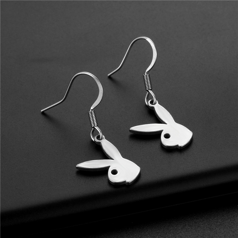 Wholesale Jewelry Rabbit Star Moon Pendant Stainless Steel Earrings Nihaojewelry display picture 4