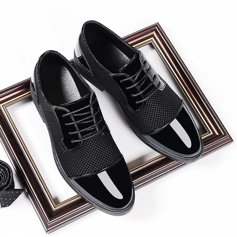 Jóvenes británicos casuales de negocios zapatos de cuero zapatos de hombre zapatos de boda de altura interior zapatos de trabajo impermeables zapatos de cabello ligero