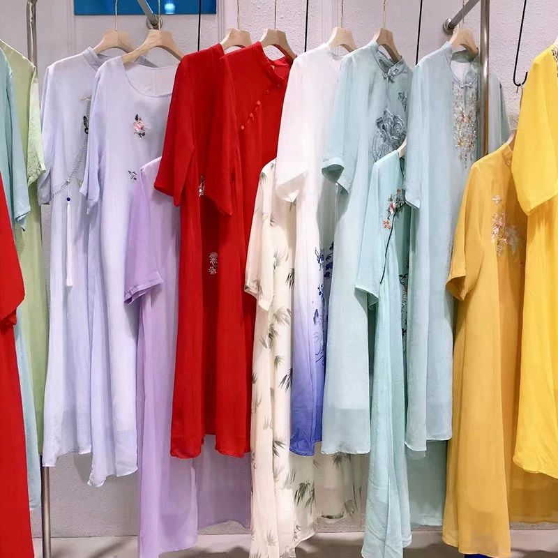 Huarrongjin 25, новое летнее платье в китайском стиле с вышивкой и пуговицами, брендовая скидка, прямая трансляция, физический источник товара