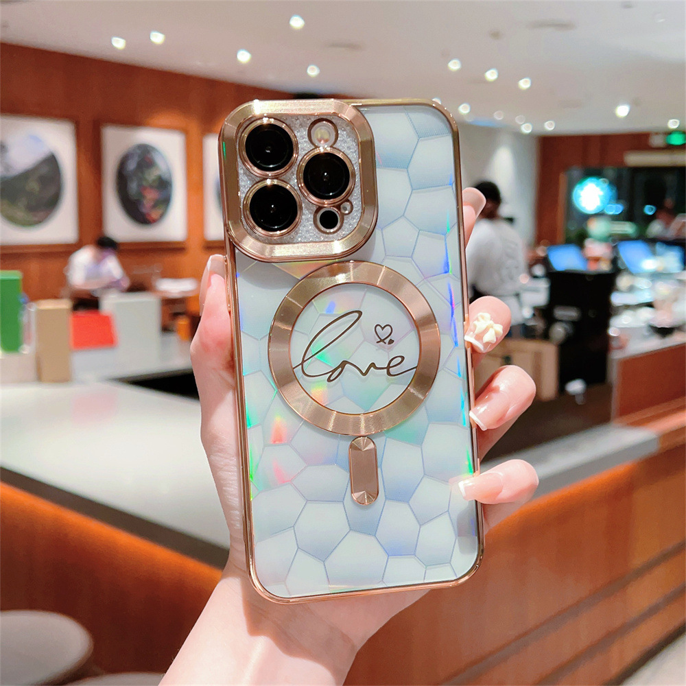 Funda Protectora Magnética para iPhone 17 Pro Max, con Imán Resistente Electrochapado, Diseño de Cubo de Agua Láser, Compatible con Apple 16 y 15