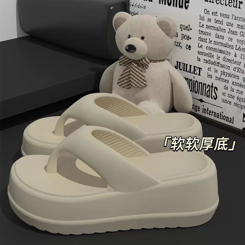 여름 신상 EVA 두꺼운 밑창 4cm 여성용 슬리퍼, 키높이, 부드러운 밑창, 미끄럼 방지, 플랫 샌들, 인스 스타일