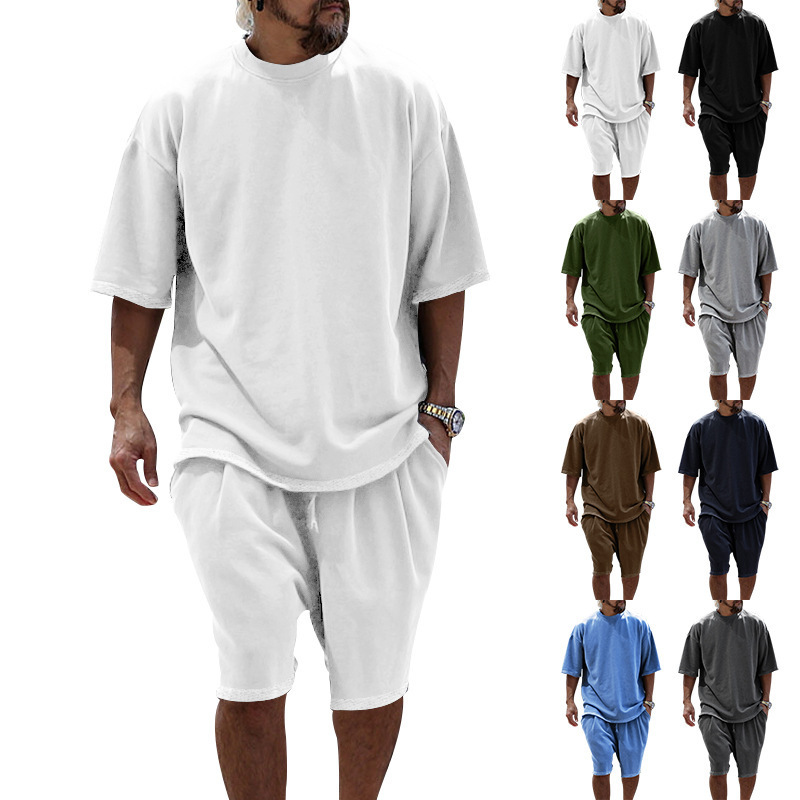 420g Weight Short Sleeve Sleeve Length Polyester Fabric Type Shorts Sets Sets Type Casual Occasion Round Neck Neckline Regular Fit Fit Type Solid Color Pattern Summer, Spring Season Men's Gender Hip-Hop Style Men's Solid Color Hip-Hop Round Neck Short Sleeve Regular Fit Men's Sets 无