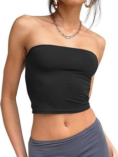 Cross-border European and American foreign trade strapless women's inner wear pure hot girl tops in summer wear pullover vest slim fit women's clothing