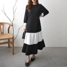 日本乐天热卖韩国东南亚连衣裙韩版甜美宽松型长裙长袖套头春秋