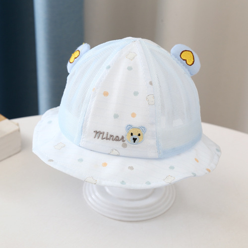 Polka dot bear baby sun hat summer style baby hat cartoon children's hat 3-12 months baby fisherman hat