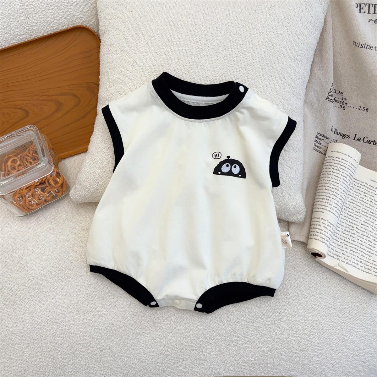 Ropa de pedo para bebé 2025 verano delgado de dibujos animados briquetas elfo sin mangas corto Ha Clase A Ropa de gatear para bebés agradable para la piel 1