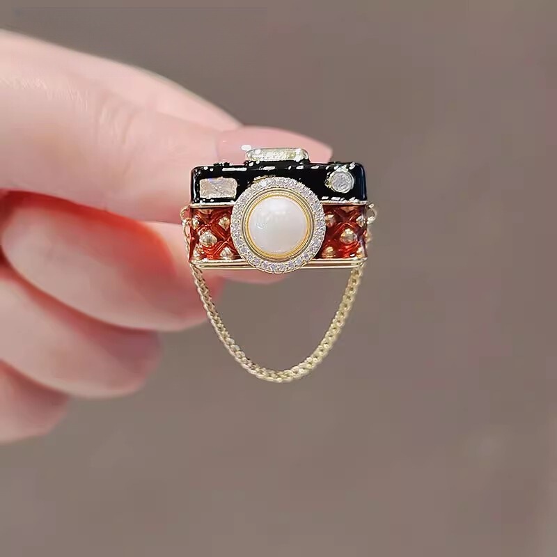 日本と韓国のかわいいカメラ小さなブローチスーツアクセサリー夏のシャツの襟ピン固定服小さなピン|undefined