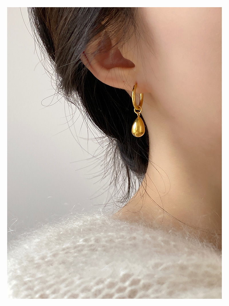 Rétro Les Gouttelettes D'eau Acier Au Titane Boucles D'oreilles Des Boucles D'oreilles 1 Paire display picture 2