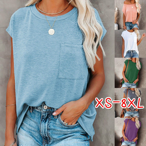 2024 Cross-Border European and American Clothing Summer New Export Style Pure Color Flap Pocket Pants Off-Shoulder Round Neck Short-Sleeved Top T-Shirt for Women