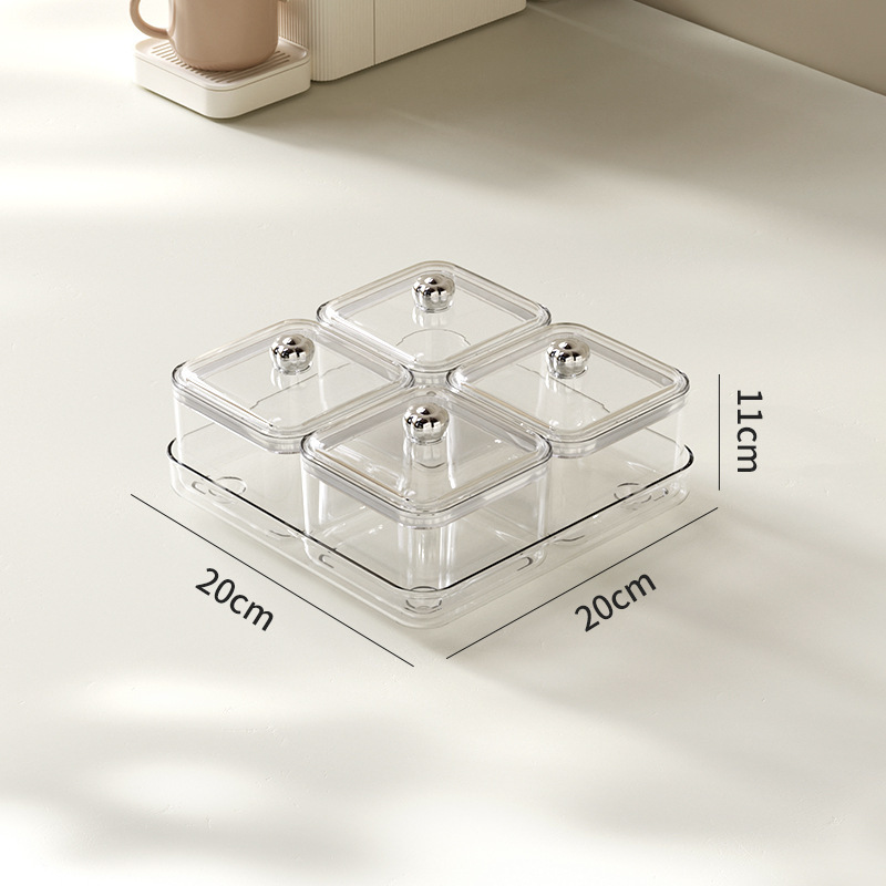 Platos de frutas secas de lujo ligero, productos de año nuevo sellados a prueba de humedad, divididos en cuadrículas, mesas de café de Sala de estar de gran capacidad, bocadillos, dulces y cajas de almacenamiento