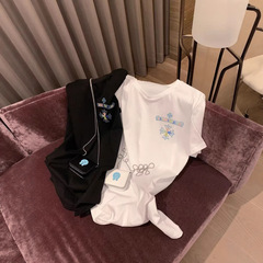 CH 馬蹄ホットダイヤモンドヘビーデューティー高品質 Tシャツトップスルーズで多用途なクロス半袖メーカー卸売