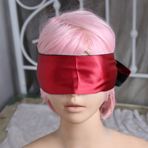 Factory direct sales two-color eye mask, loose hand-tied satin red black bondage mask, flirting toy face covering