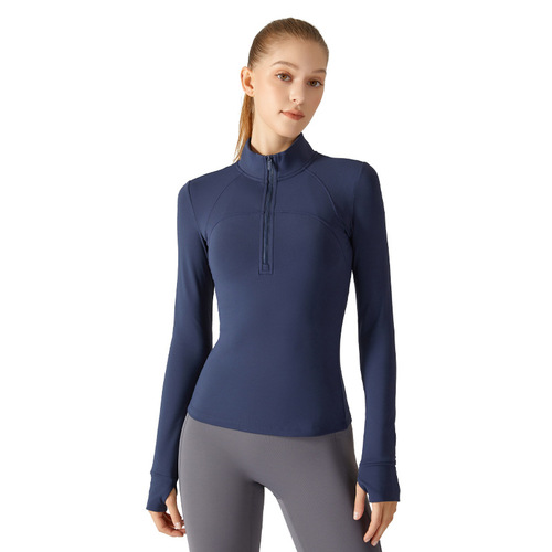 2024 autumn and winter fleece yoga clothing tops long-sleeved European and American yoga fitness clothing fitness running sports jacket for women