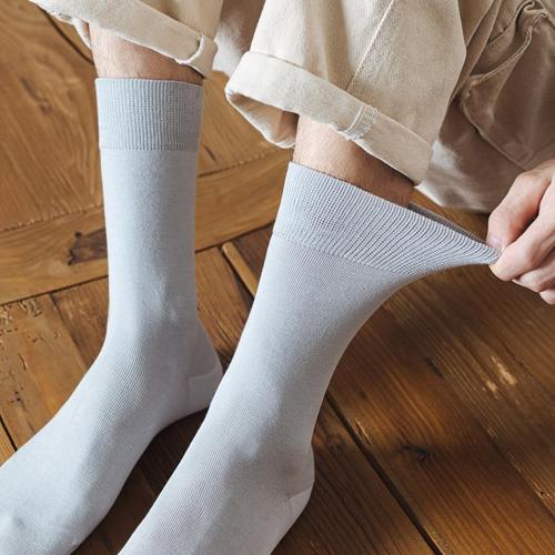 Men's mercerized cotton high-end socks, formal suit pants, mid-length business stockings, autumn and winter style, hand-made boneless stitching
