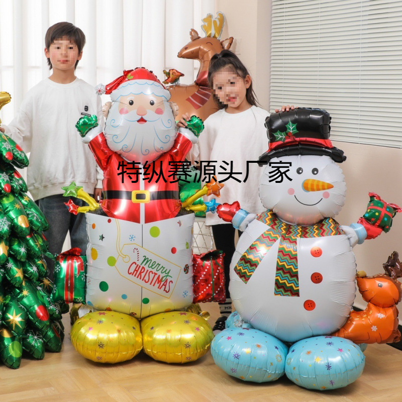Decoración de Navidad gran base árbol de Navidad árbol anciano alce muñeca de nieve estereoscópica diseño de jardín de infantes de globos