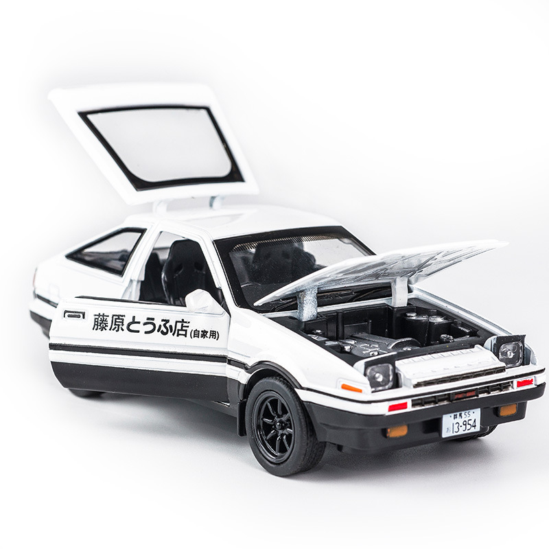 Jianyuan AE86 cabeza Texto D aleación modelo coche Fujihara tofu tienda escena modelo simulación modelo de coche