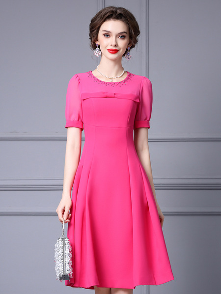 Handmade nail drill bubble sleeve high waisted large swing skirt