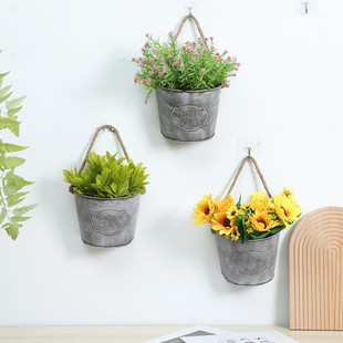 Vintage Iron Wall Hanging Flower Pot Dried Flower Decoration Pendant Hanging Basket Flower Balcony Fleshy Plant Iron Hanging Pot