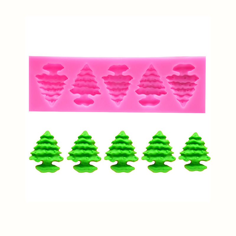 Navidad nuevo molde de silicona fondant ritmo seco molde de modelado de silicona árbol de Navidad decoración de Navidad colección
