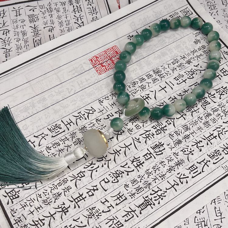 Original Yin Skin Bodhi Root Landscape Flower Gradient Bracelet Original Ecology Half Mountain and Half Water Bodhi Handheld Hanfu Accessories