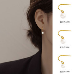 925 Pure Silver Retro Imitation Pearl Ear Hooks with Light Luxury High-End Elegance for Women, Summer Earrings, Unique Design