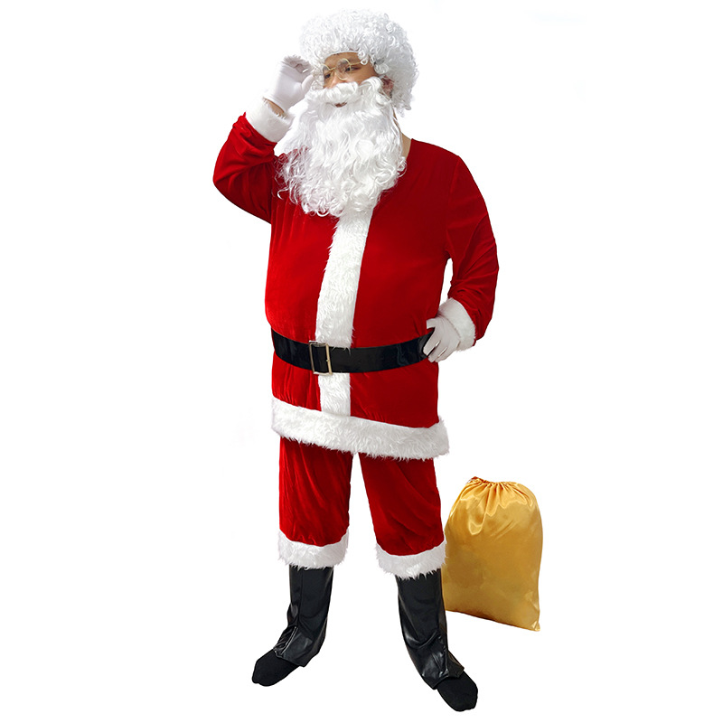 M-4XL Christmas Santa Claus Costume for Export, European and American Style, Christmas Party/Dance Role-Playing Set, In Stock