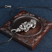 祥瑞貔貅吊坠S999纯银男女士项链复古时尚个性潮霸气挂件实心