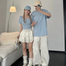 2025夏季新品情侣装校园风休闲学生夏季男女短袖