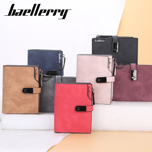 baellerry new women's wallet short Korean version versatile multi-card slot soft leather wallet zipper coin purse