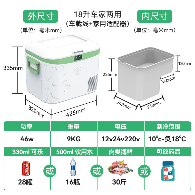冰记2025新款车载冰箱车家两用12v24v220v压缩机制冷户外小型冰箱|undefined